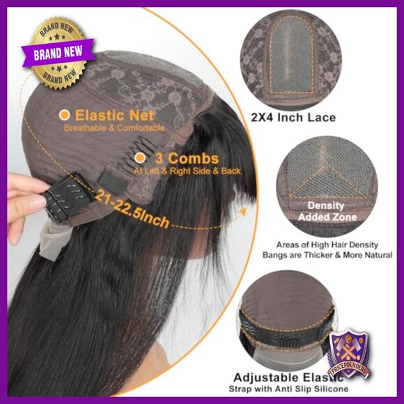 250 Density HD Lace Front Wig with Bangs, Glueless Brazilian Human Hair 22 Inch main image 5